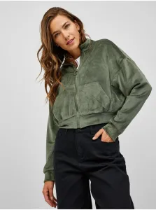 Green Womens Cropped Zipper Sweatshirt TALLY WEiJL - Women #827624
