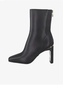 Black Tamaris Leather High HeelEd Ankle Boots - Women