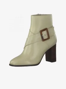 Cream Leather Heeled Ankle Boots Tamaris - Women #84659