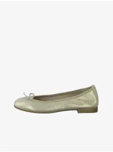 Leather ballerinas in gold with Tamaris bow - Women #186875