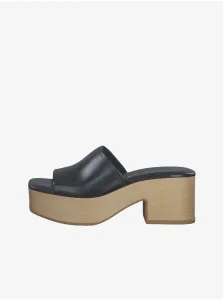 Tamaris Black Leather Heeled Slippers - Women #741801