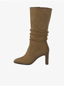 Brown heeled boots in suede finish Tamaris - Ladies #538762