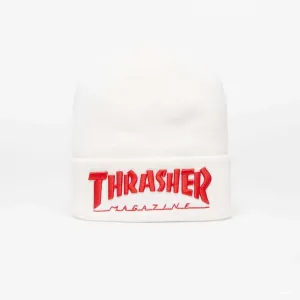 Thrasher Embroidered Logo Beanie White/ Red