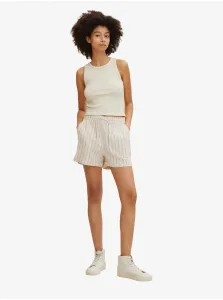 Beige Women's Striped Linen Shorts Tom Tailor Denim - Women