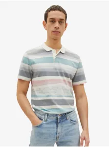 Blue and Grey Men's Striped Polo T-Shirt Tom Tailor - Men #1958903