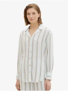 Brown and White Ladies Striped Linen Shirt Tom Tailor - Ladies #2298837
