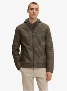 Brown Men's Leatherette Jacket with Sweatshirt Insert Tom Tailor - Men #1297804