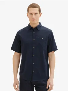 Dark blue men's linen shirt Tom Tailor - Men