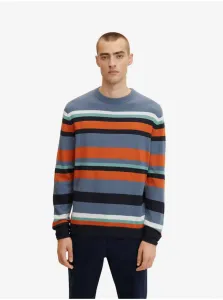 Orange-Blue Men's Striped Sweater Tom Tailor - Men's #790847