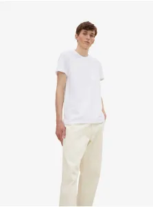 White Mens Basic T-shirt with Tom Tailor Denim Pocket - Men