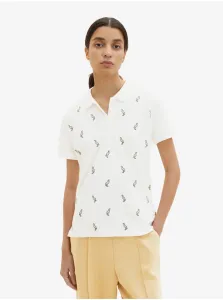 Cream Women's Patterned Polo T-Shirt Tom Tailor - Women #2298680