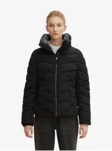 Black Ladies Quilted Winter Jacket with Concealed Hood Tom Tailor - Women #1282695
