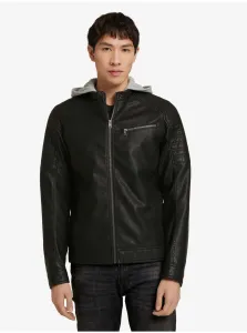 Black Men's Leatherette Jacket Tom Tailor Denim - Mens #145513