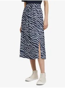 Dark Blue Women Patterned Midi Skirt Tom Tailor Denim - Women #819697