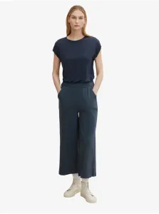 Dark Blue Women's Shortened Wide Pants Tom Tailor - Women