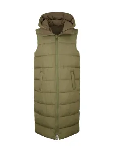 Khaki Women's Long Quilted Vest with Hood Tom Tailor - Women