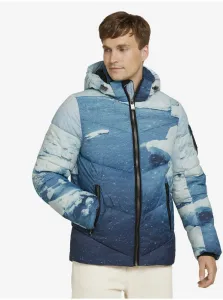 Blue Men's Patterned Quilted Winter Jacket with Hood Tom Tailor - Men's #84975