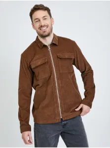 Brown Men's Corduroy Outerwear With Tom Tailor Denim Zipper - Men's #1296827