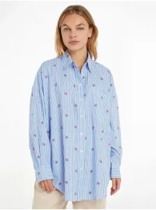 Blue Striped Oversize Shirt Tommy Hilfiger - Women #2830756