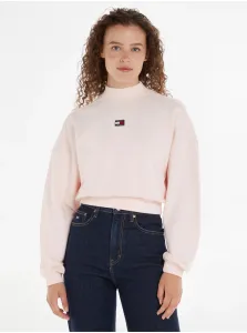 Light pink Women's Sweatshirt Tommy Jeans TJW BXY CRP XS Badge Mockn - Ladies #2067307