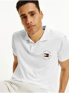 White Mens Polo T-Shirt Tommy Hilfiger Icon Logo Interlock - Men #206504