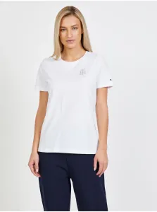 White Women's T-Shirt Tommy Hilfiger Crystal Tee - Women #1011511