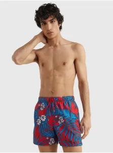 Blue and Red Mens Patterned Swimwear Tommy Hilfiger Drawstring Prin - Men #1960882