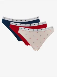 Tommy Hilfiger Set of three women's panties in dark blue, red and cream Tom - Women #766090