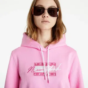 Tommy Jeans Cropped Tommy Flag Hoodie Pink Daisy #215552