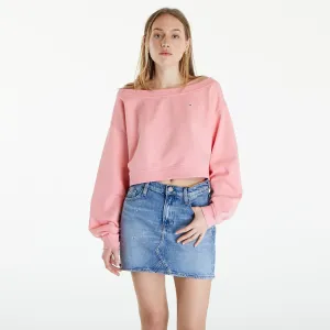 Tommy Jeans Cropped Off Shoulder Sweatshirt Pink #3094370