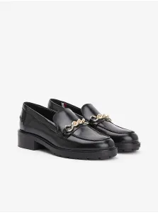 Black Women's Leather Loafers Tommy Hilfiger Twist - Women #924054