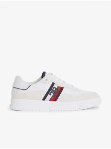 Men's cream sneakers with suede details Tommy Hilfiger - Men's #3050857