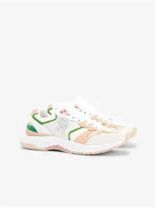 Pink and White Women's Leather Sneakers Tommy Hilfiger - Women #2126720
