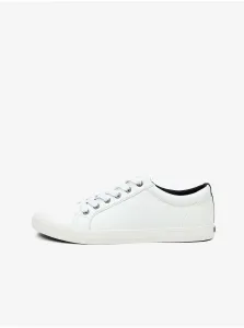 White Men's Leather Sneakers Tommy Hilfiger - Mens #1455867