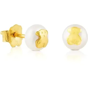 Tous Eleganti orecchini in oro con perla vera e orsetto 611003200
