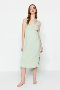 Trendyol Mint Lace and Slit Detailed Knitted Nightgown