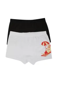 Trendyol Black and White Printed 2-Pack Boy Knitted Boxer- #1600566