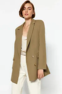 Trendyol Light Khaki Oversized Woven Blazer Jacket with Lined and Button