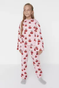 Trendyol Pink Hooded Printed Girls' Knitted Pajamas Set #1518393
