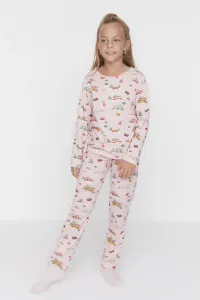 Trendyol Pink Printed Girls Knitted Pajamas Set #1624222