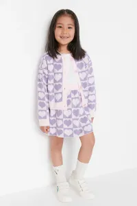 Trendyol Lilac Heart Patterned Girl Knitwear Bottom-Top Suit #1231566