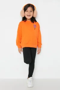 Trendyol Orange-Black Printed Girl Knitted Top-Top Set #1607556