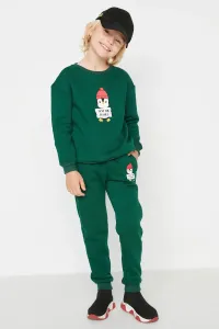 Trendyol Green Printed Thick Boy Knitted Tracksuit Set