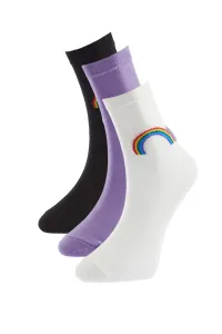 Trendyol Lilac Rainbow Patterned 3-Pack Socks