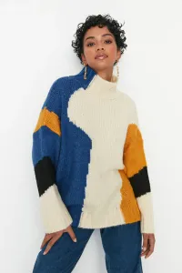 Trendyol Multicolored Soft Textured Color Block Knitwear Sweater #1070172