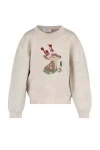 Trendyol Beige Embroidery Detailed Girl Knitwear Sweater