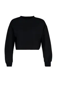 Trendyol Black Crop Waffle Thin Knitted Sweatshirt #1399839