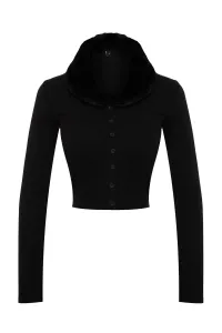 Trendyol Black Fur Detailed Corduroy Knitted Blouse #2811915