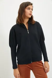 Trendyol Black Hooded Zipper Knitted Slim Sweatshirt #1239290
