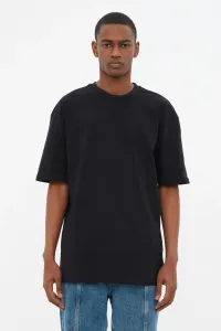 Trendyol Men's Black Basic 100% Cotton Relaxed Crew Neck Short Sleeve T-Shirt #191919